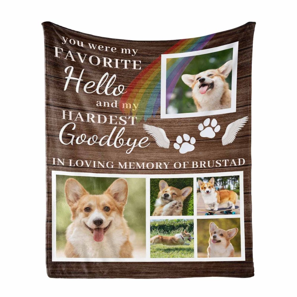 Custom Dog Memorial Blanket Personalized Pet Name Photo Collage Blanket with Love Message in Loving Memory Blanket of Dog Soft Throw 40"x50"