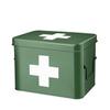 Flexzion Large Metal First Aid Box Empty, 8.5-Inch, Green with White Cross view 1