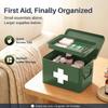 Flexzion Large Metal First Aid Box Empty, 8.5-Inch, Green with White Cross view 2