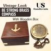 US HANDICRAFTS Be Strong Engraved Brass Compass | Personalized Christian Gift for Men, Baptism & Confirmation Gift, Easter, Graduation & Birthday Present for Teens & Adults with Wooden Box view 2