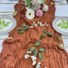 10PCS Terracotta Cheesecloth Gauze Table Runner , 11Ft Length Gauze Event Centerpiece Orange Table Runner , Bridal Shower Runner , Rustic Wedding Table Decor view 2