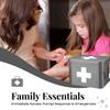 Flexzion Medicine Box, Home Pharmacy Box, 33 x 21 x 19 cm, Metal Medication Storage Box for Emergency, First Aid Cabinet, with Side Handles, Removable Tray & 5 Compartments, Grey view 2