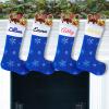 DegGod 6 Pack Custom Christmas Stockings with Names, 22 inches Personalized Embroidery Faux Fur Blue Xmas Stockings with Silver Snowflakes Hanging Ornaments for Xmas Tree Party Decoration view 1