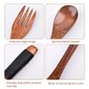 JIABEIUS Wooden Cutlery Set, Travel Utensils with Case, Spoon & Fork, 3 Pcs view 3
