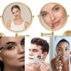 RECKODOR 8 Inch Bathroom Makeup Mirror Wall Mounted Gold, 360 Swivel Vanity Mirror with Magnification, Extendable Arm, 1X/5X Two-Sided, Brass Material, Brushed Light Gold view 3