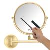 RECKODOR 8 Inch Bathroom Makeup Mirror Wall Mounted Gold, 360 Swivel Vanity Mirror with Magnification, Extendable Arm, 1X/5X Two-Sided, Brass Material, Brushed Light Gold view 4
