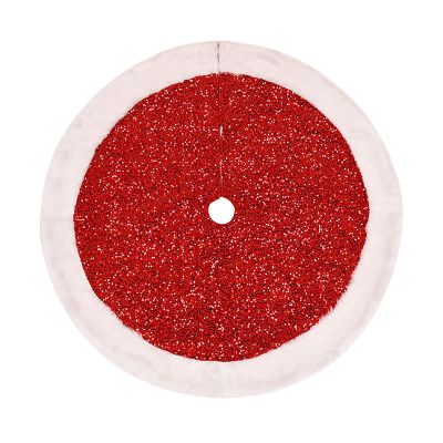 LJFMDLN Christmas Tree Skirt, 36 Inch Fluffy Sequin Tree Dress Mat Shining Rug for Xmas Trees Ornaments (Color : Red)