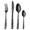 Black Silverware Set 24 Piece Cutlery Set for 6 With Delicate Patterns Stainless Steel Flatware Include Knifes Teaspoons Forks and Spoons Home Kitchen Restaurant Tableware Utensils Set view 1