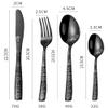 Black Silverware Set 24 Piece Cutlery Set for 6 With Delicate Patterns Stainless Steel Flatware Include Knifes Teaspoons Forks and Spoons Home Kitchen Restaurant Tableware Utensils Set view 2