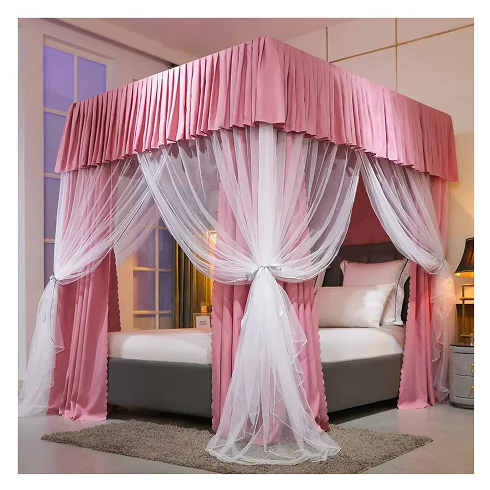 Bed Canopy Luxury Four-Season Bed Canopy, Home Bedroom Decoration Bed Curtains, 360 Protective Mosquito Net with Stand, Dustproof Shading, for Single and Double Beds