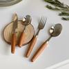 Wood Silverware Set 24 Piece Cutlery Sets for 6 With Wooden Handle Premium 18/10 Stainless Steel Flatware Set Knifes Forks and Spoons Set Home Kitchen Hotel Restaurant Tableware Utensils view 3