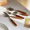 Wood Silverware Set 24 Piece Cutlery Sets for 6 With Wooden Handle Premium 18/10 Stainless Steel Flatware Set Knifes Forks and Spoons Set Home Kitchen Hotel Restaurant Tableware Utensils view 4