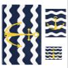 3 Piece Bath Towel Set, Yellow Ocean Anchor Luxury Towels Set for Bathroom Soft Bath Shower Towels Absorbent Bathroom Towels Set ( 1 Bath Towel, 1 Hand Towel, 1 Washcloth ) Navy Blue White Ripple view 1