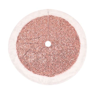 LJFMDLN Christmas Tree Skirt, 36 Inch Fluffy Sequin Tree Dress Mat Shining Rug for Xmas Trees Ornaments (Color : Pink)