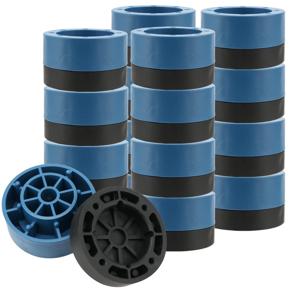 MUKLEI 16 Pack Round Furniture Risers, 2.63 x 1.57 Inch Heavy Duty Adjustable Rubber Lifts for Bed, Couch, Sofa, Table, Chair, Desk, Cabinet Legs, Blue