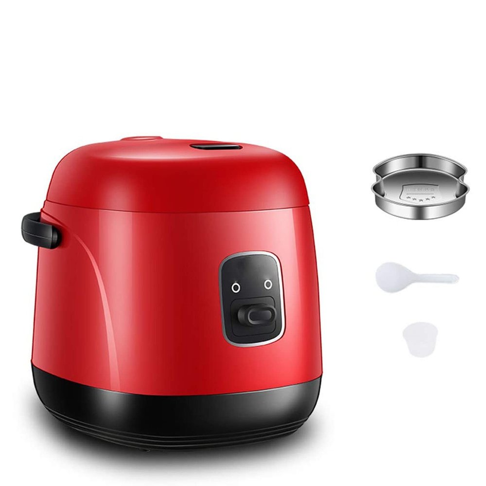 Rice Cooker - Rice Cooker With Steamer Basket, Electric Rice Cooker & Rinse Basket, Portable Mini Rice Cooker, Nonstick, 15 Minutes Fast Cooking, Re-heating, Keep Warm, For 2-4 People (Color : Red)