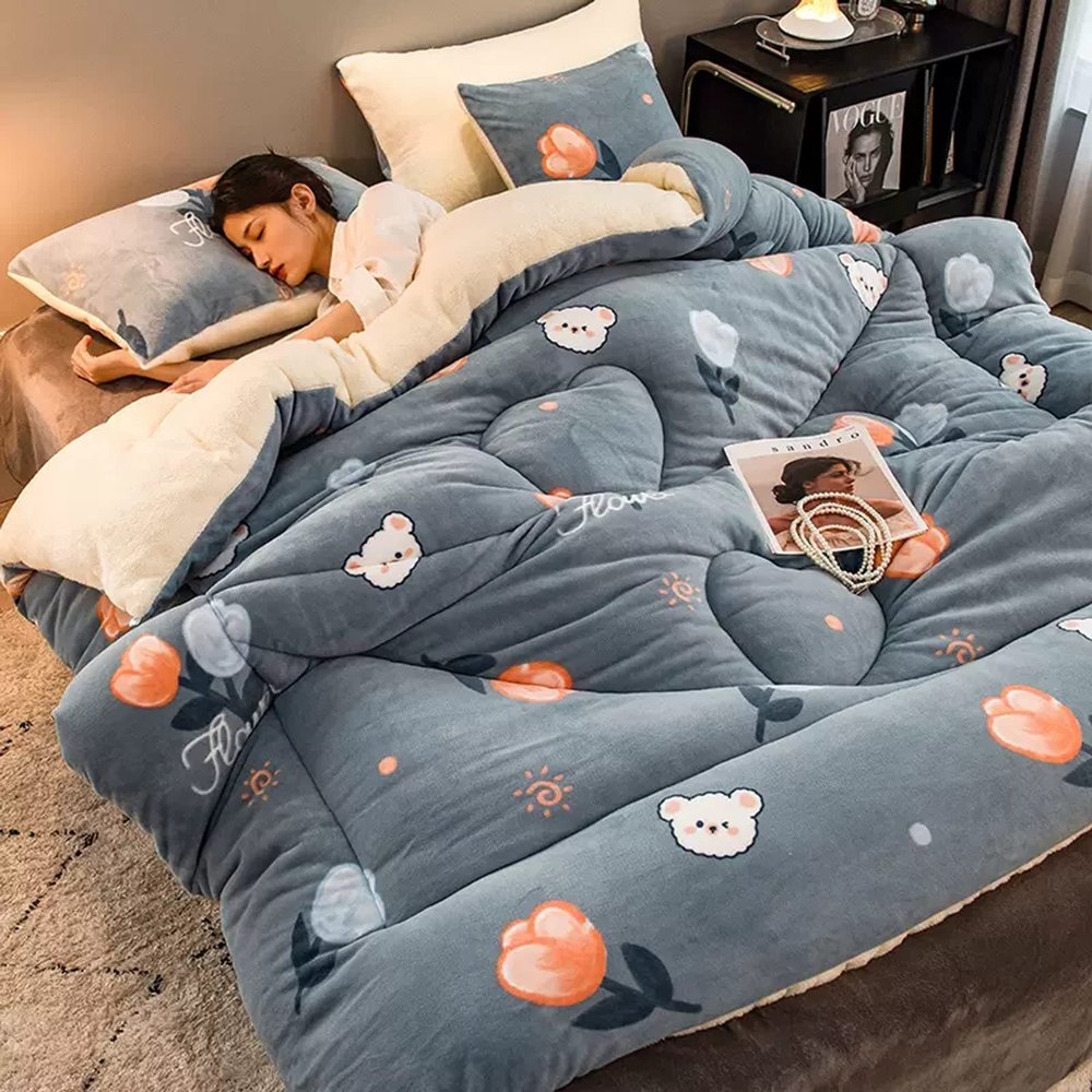 XYXHEII Lamb Velvet Winter Quilt, Super Warm Duvet, Breathable Double-Sided Comforter, Extra Luxury Hotel Quilted, Microfibre Quilts, Soft Touch, Autumn and Winter Quilt (D 200x230cm(4.5kg))