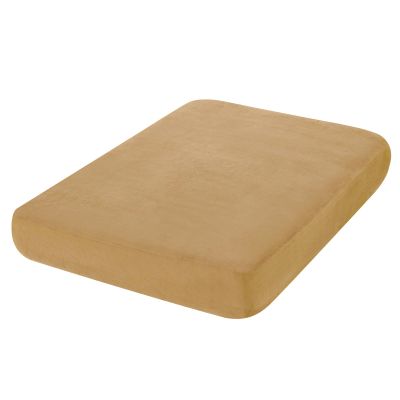 hyha Velvet Couch Cushion Covers, Soft Sofa Seat Covers for sectional 2 Cushion Couch Washable, Magic Sofa Slipcover with Elastic Bottom, Non-Slip Furniture Protector for Pets, Kid(Medium, Camel)
