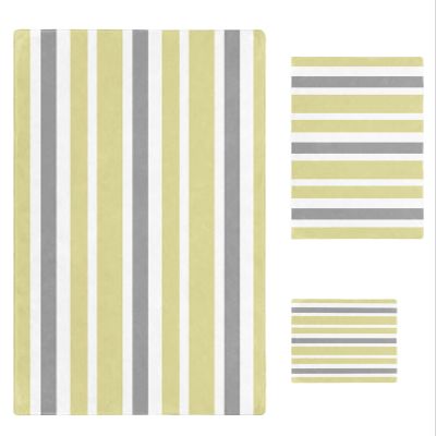 3 Piece Bath Towel Set, Yellow White and Gray Stripes Lines Geometric Texture Luxury Towels Set for Bathroom Soft Bath Shower Towels Absorbent Bathroom Towels Set(1Bath Towel,1Hand Towel,1Washcloth)