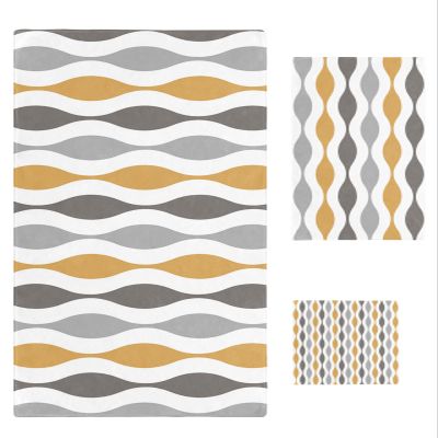 3 Piece Bath Towel Set, Abstract Geometric Wave Lines Towels Set for Bathroom Soft Bath Shower Towels Absorbent Bathroom Towels Set(1Bath Towel,1Hand Towel,1Washcloth) Yellow and Gray Medieval Print