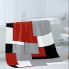 3 Piece Bath Towel Set, Abstract Geometric Luxury Towels Set for Bathroom Soft Bath Shower Towels Absorbent Bathroom Towels Set ( 1 Bath Towel, 1 Hand Towel, 1 Washcloth ) Red Black Gray Color Block view 3