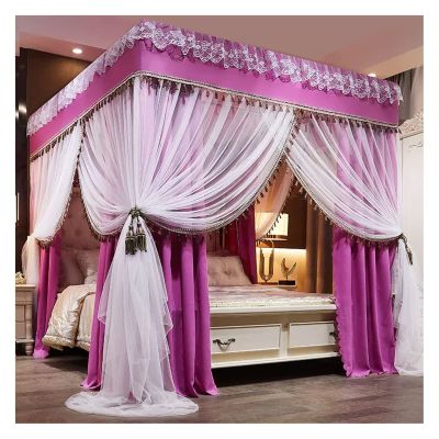 Bed Canopy Bedroom Decoration Bed Curtains, Luxury Bed Canopy, 2-in-1 Dustproof and Windproof Blackout Bed Curtain, for 1.5m/1.8m/2m Single Double Bed (Color : D, Size : 180x200x200cm)