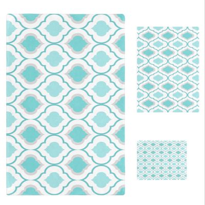 LEOSUCRE 3 Piece Bath Towel Set, Morocco Geometric Luxury Towels Set for Bathroom Soft Bath Shower Towels Absorbent Bathroom Towels Set (1 Bath Towel, 1 Hand Towel, 1 Washcloth) Modern Art Style Blue