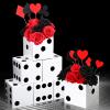 Sinmoe 6 Pcs Dice Favor Boxes Bulk 7 x 7 x 7 Inch Large Casino Cardboard Box 3D Dice Table Centerpieces for Casino Theme Birthday Party Decoration Las Vegas Game Night Party Suppy(Black Dots on White) view 4
