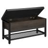 HOSTACK Storage Bench, Entryway Shoe Bench with Flip-Open Storage Box, End of Bed Ottoman Bench with Storage Shelf and Padded Seat for Bedroom, Hallway, Dark Brown view 1