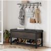 HOSTACK Storage Bench, Entryway Shoe Bench with Flip-Open Storage Box, End of Bed Ottoman Bench with Storage Shelf and Padded Seat for Bedroom, Hallway, Dark Brown view 2