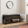 HOSTACK Storage Bench, Entryway Shoe Bench with Flip-Open Storage Box, End of Bed Ottoman Bench with Storage Shelf and Padded Seat for Bedroom, Hallway, Dark Brown view 4