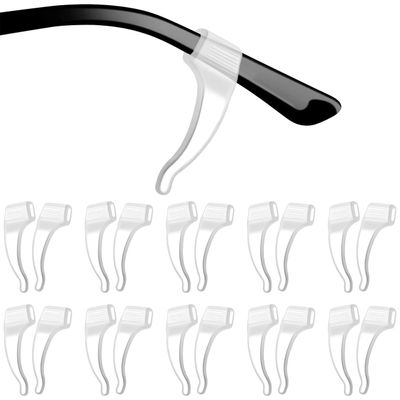ARTIBETTER 20 Pairs Silicone Eyeglass Ear Grips Non-Slip Ear Hooks for Sunglasses Glasses - Fits 4-12Mm Temples Transparent Design
