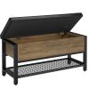 HOSTACK Storage Bench, Entryway Shoe Bench with Flip-Open Storage Box, End of Bed Ottoman Bench with Storage Shelf and Padded Seat for Bedroom, Hallway, Rustic Brown view 1