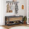 HOSTACK Storage Bench, Entryway Shoe Bench with Flip-Open Storage Box, End of Bed Ottoman Bench with Storage Shelf and Padded Seat for Bedroom, Hallway, Rustic Brown view 2