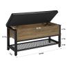 HOSTACK Storage Bench, Entryway Shoe Bench with Flip-Open Storage Box, End of Bed Ottoman Bench with Storage Shelf and Padded Seat for Bedroom, Hallway, Rustic Brown view 3