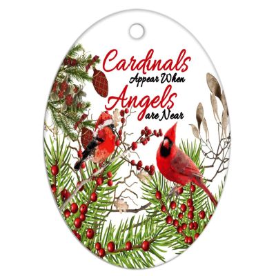 2022 Cardinals' Appear Angel are Near Christmas Tree Ornament Christmas in Heaven Memorial Xmas Ornament Wild Birds on A Branch Hummingbirds Collectible Gift for Holiday Party Decorations Ceramic