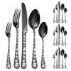 50 Piece Black Silverware Set for 10 Cutlery Flatware Set With Christmas Patterns Stainless Steel Delicate Knifes Forks and Spoons Sets Christmas Durable Home Kitchen Restaurant Tableware Utensils Set view 1