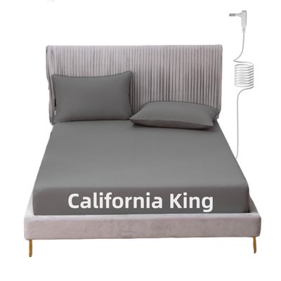 JIUMIWA Grounding Sheet Cali King Size with 15ft Cord, 90% Organic Cotton + 10% Silver Fiber, Conductive Earthing Bed Sheets for Better Sleep and Wellness (Gray, Cali King - 72"x84"x13")