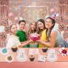 18th Birthday Decorations for Girls,90 PCS Rose Gold 18 birthday decorations for girls,Including Happy 18th Birthday Banner Backdrop,Crown,Hanging Swirl, birthday Balloons, Foil Backdrops,Cake view 2