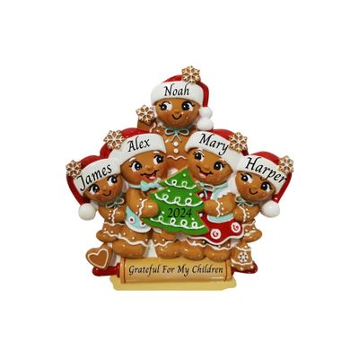 2024 Personalized Christmas Tree Ornament for Family - Nostalgic Gingerbread Family of 5 Ornament Customized Ornament-Keepsake for Family-Free Customization