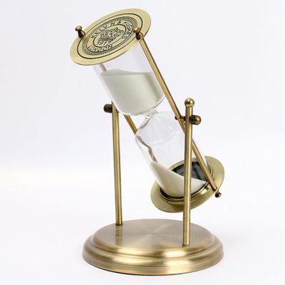 Jayiaine Hourglass Sand Timer 15/30 Minutes, Sand Clock Sand Watch Metal Rotating Sandglass Timer Sand Wedding Home Desk Office Classroom Decor,Gold 60min