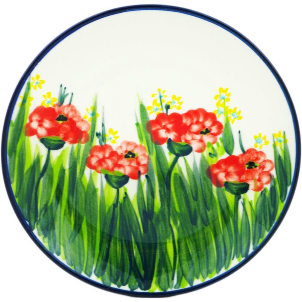 Polmedia Polish Pottery Dessert Plate UNIKAT - Spring Dream Pattern Handmade in Boleslawiec Poland + Certificate of Authenticity