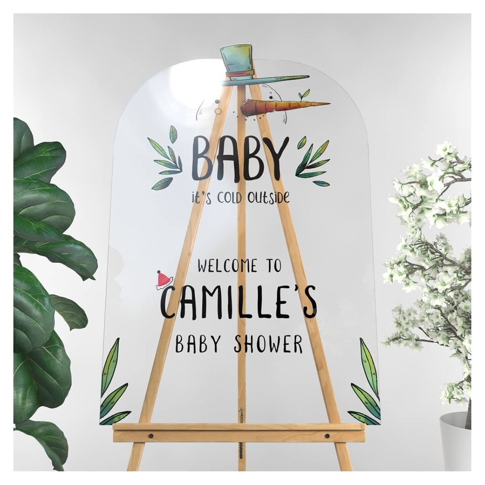 Baby Its Cold Outside Baby Shower Sign - Winter Baby Shower Welcome Sign - Snowman Theme Baby Shower Decorations (Acrylic)