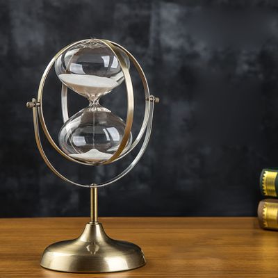 Jayiaine Hourglass Sand Timer 15/30/60 Minutes, Sand Clock Sand Watch Metal Rotating Sandglass Timer Sand Wedding Home Desk Office Classroom Decor,15min