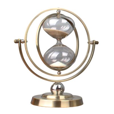 Hourglass Sand Timer 15/30/60 Minutes, Sand Clock Sand Watch Metal Rotating Sandglass Timer Sand for Christmas Gifts Wedding Home Desk Office Classroom Decor,15min