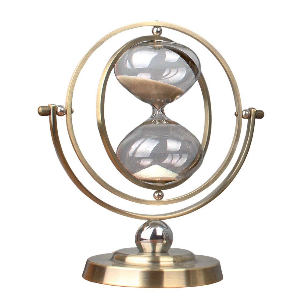 Hourglass Sand Timer 15/30/60 Minutes, Sand Clock Sand Watch Metal Rotating Sandglass Timer Sand for Christmas Gifts Wedding Home Desk Office Classroom Decor,15min