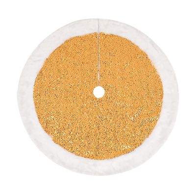LJFMDLN Christmas Tree Skirt, 36 Inch Fluffy Sequin Tree Dress Mat Shining Rug for Xmas Trees Ornaments (Color : Gold)
