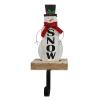 Christmas Snowman Stocking Holder for Mantel Fireplace Stand Hanger, Rustitc Wood Snowman with Metal Hook for Stockings, Decorative Snowman Table Top Decor for Xmas Party Holiday Decorations (3) view 1