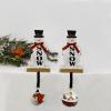 Christmas Snowman Stocking Holder for Mantel Fireplace Stand Hanger, Rustitc Wood Snowman with Metal Hook for Stockings, Decorative Snowman Table Top Decor for Xmas Party Holiday Decorations (3) view 2