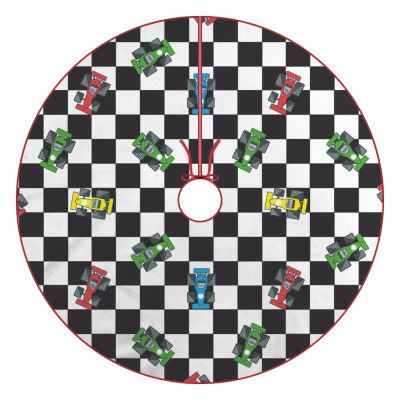 Christmas Tree Skirt Race Car Xmas Tree Mat Base Cover for Home Holiday Party Decoration 36"x36"